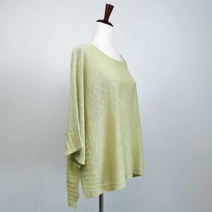 Anthropologie Linen Shimmer Metallic Oversized Boxy Sweater Knit Top